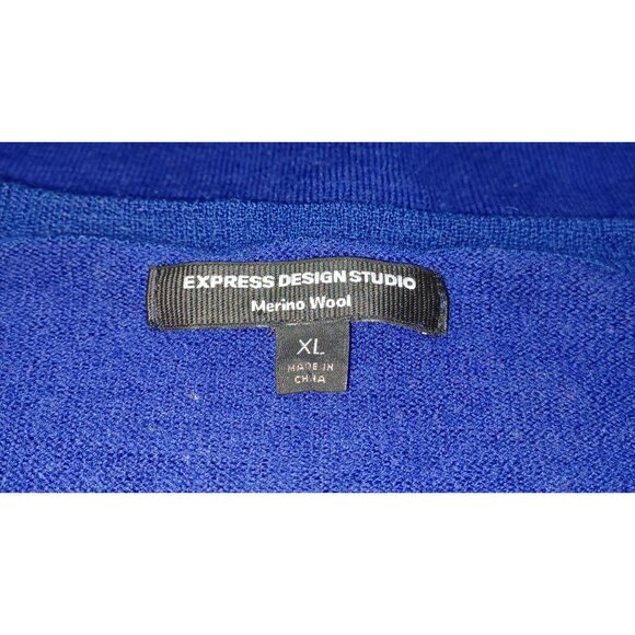 Express Design Studio Merino Wool Argyle Sweater Mens XL Preppy Academia - Picture 4 of 8